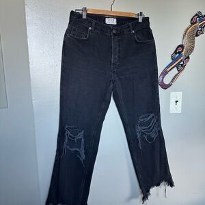 We The Free Black Distressed Flare Jeans